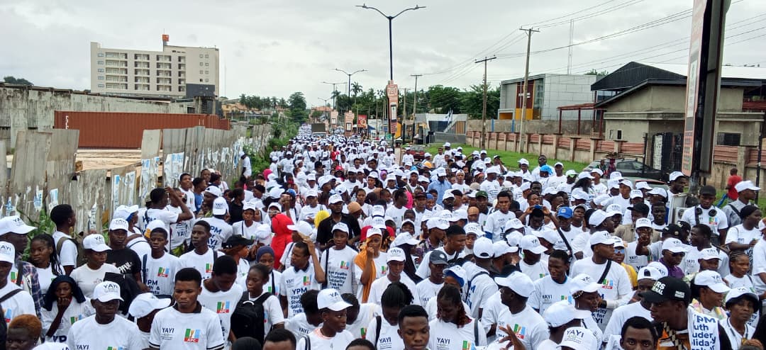 Pictures From The Just-Concluded 10,000 Solidarity Trek By The Youth And Students Of The YPM, Held In Abeokuta